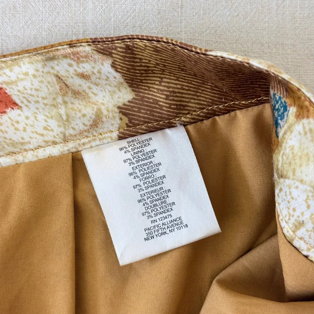 Tahari Arthur‎ S Levine Cottagecore Floral Mustard A-Line Pleated Skirt 12